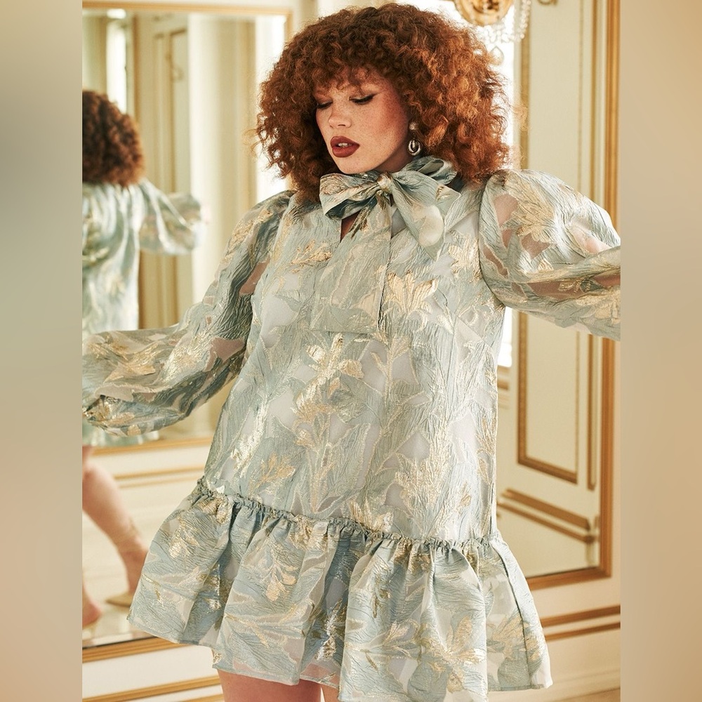 Eloquii Brocade Bow Tie Dresss